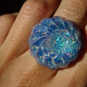 Blue Frosting Blueberry Unicorn Swirl Candyland Junk Food Party Favor Resin Ring